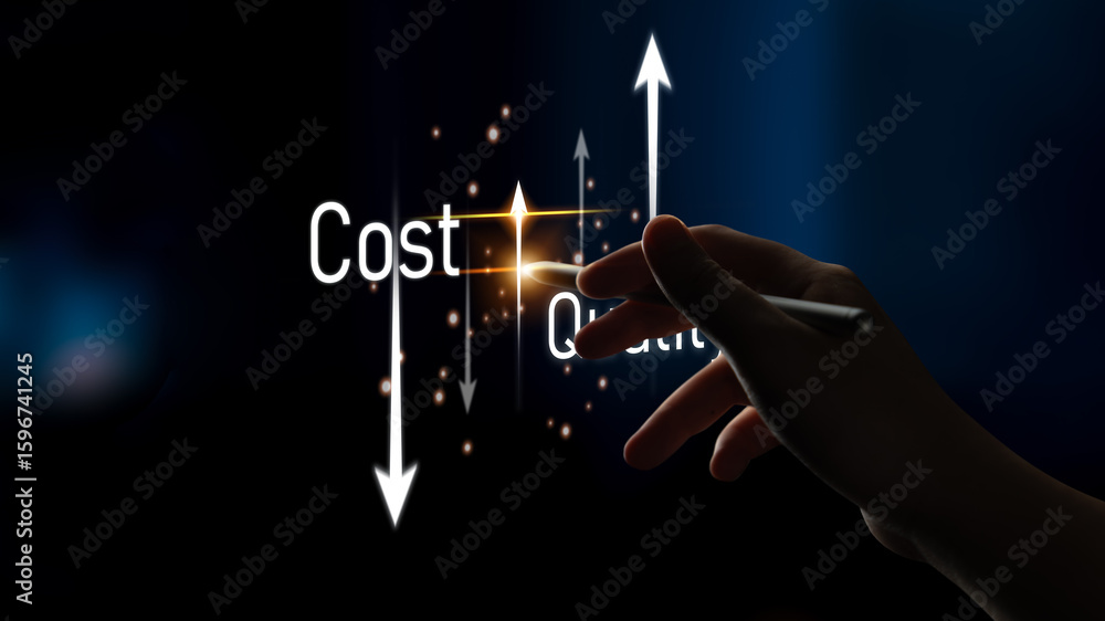 Poster increase quality and reduce cost represent quality, cost, and performance optimization for business 
