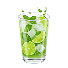 Refreshing Lime Mojito: Cool and Invigorating Drink in Transparent Glassware for Hot Days
