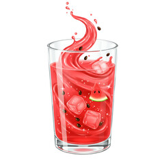 Refreshing Watermelon Drink: Vibrant summer beverage in transparent glassware