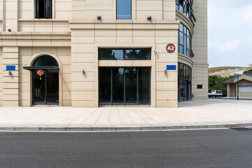 empty road with traditional buildings