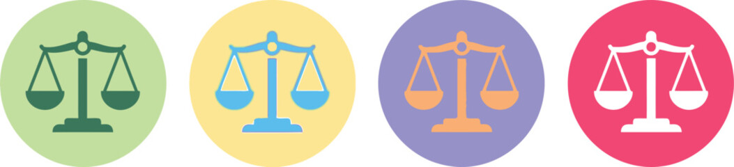 Justice scales law concept icon set balance legal symbol court judgment design