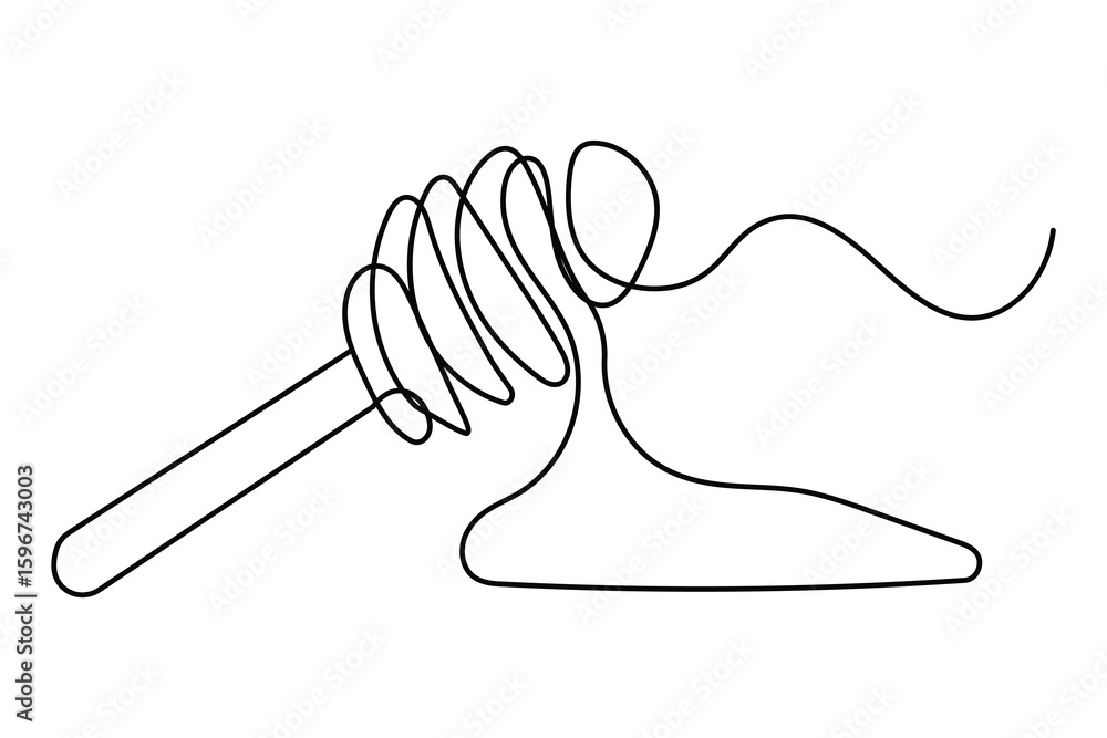 Poster continuous line drawing of honey dripping icon simple minimalist design isolated illustration