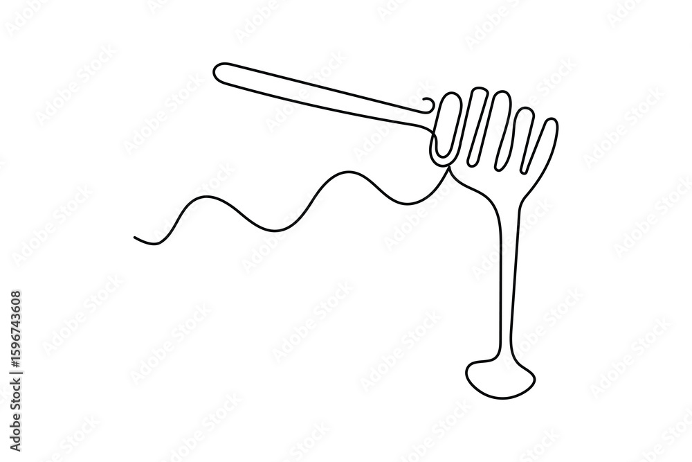 Poster continuous line drawing of honey dripping icon simple minimalist design isolated illustration