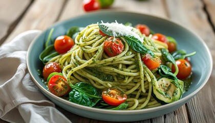 pasta with tomato sauce and basil