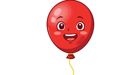 Obraz premium Cheerful red balloon with cartoon face and yellow string on white background