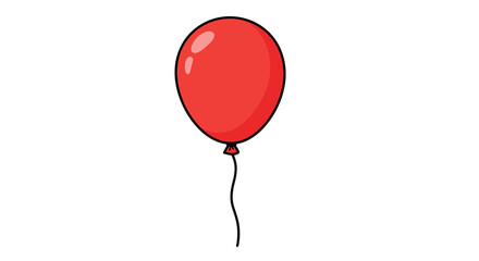 Simple red balloon design with black outline on white background