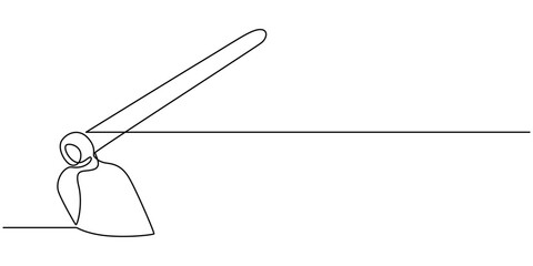 One mechanical wrench for nuts drawn in one continuous line drawing, Labor day wrench tools continuous one line drawing, One continuous line drawing of the master's hand holds a wrench