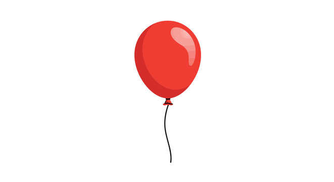 Minimalistic red balloon on white background for celebrations and parties