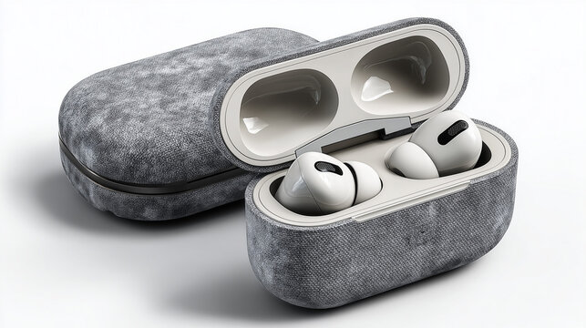 Wireless earbuds mockup in custom case
