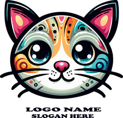 Cat head logo icon vector white background .