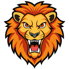 Naklejka premium Fierce Cartoon Lion Head Mascot Illustration.
