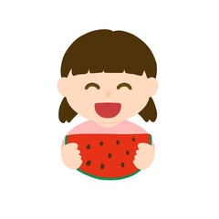 スイカを食べる女の子