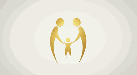 Golden family silhouette: heartwarming abstract symbol of unity and love