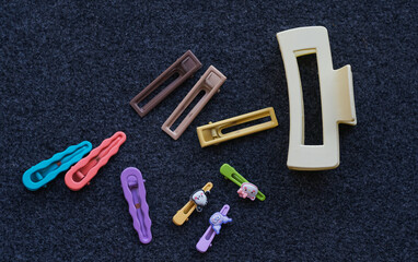 various hair clips are lying around.