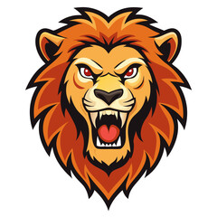 Fototapeta premium Fierce Cartoon Lion Head Mascot Illustration.
