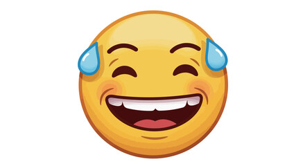 Laughing emoji with sweat drops expressing relief and humor