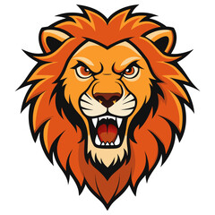 Obraz premium Fierce Cartoon Lion Head Mascot Illustration.