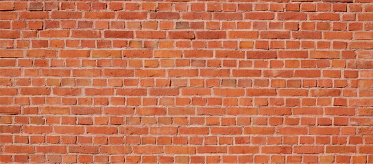 Vintage red brown brick wall texture. Panoramic brick background for your text.