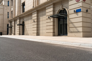 empty road with traditional buildings