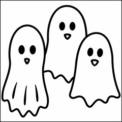 A vector of ghost set outline Art & Illustration