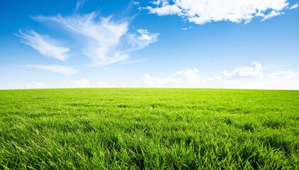 Fototapeta premium 青空の下の広大な草原