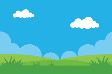 Fototapeta premium Beautiful blue sky with cloud and green field 