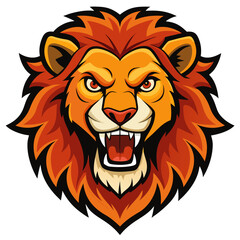 Obraz premium Fierce Cartoon Lion Head Mascot Illustration.
