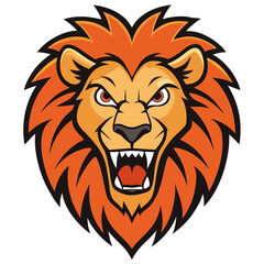 Obraz premium Fierce Cartoon Lion Head Mascot Illustration.