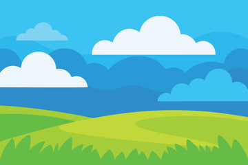 Obraz premium Beautiful blue sky with cloud and green field 