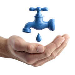Studio-Lit Elegant Minimalist 3D save water icon with fauc  isolated image, PNG cutout, ideal for web design and digital art, creative asset, HD resource, mockup element