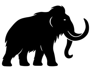 retro woolly mammoth silhouette badge black simple vector graphic