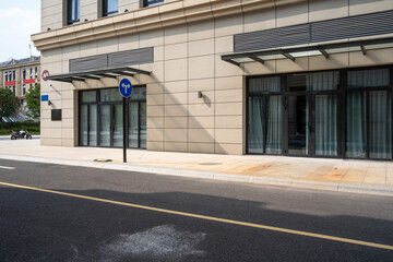 empty road with traditional buildings