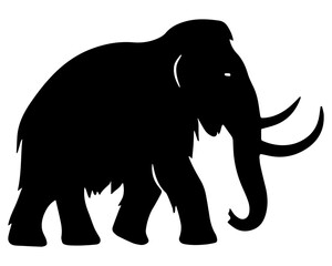 prehistoric woolly mammoth silhouette flat black vector illustration for print