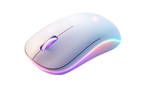 Wireless black computer mouse, an essential office technology input device, isolated on a white background