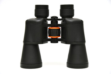 Optical black binocular on a white background