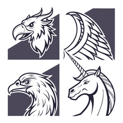 Eagle head tattoo design with tribal and animal art elements