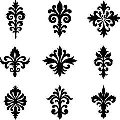 Ornamental Damask Vector Set graphics