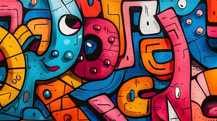 Obraz premium Colorful Abstract Graffiti Wall Mural Art