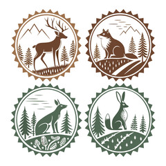 Rustic forest animals badge design with minimalist style