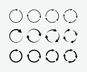 Set of Circular Arrow Icons, curved arrow icons set curved arrows  symbol