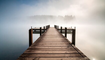 Fototapeta premium Misty lake dock (1)
