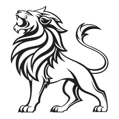 Illustration of a roaring lion isolated on white background