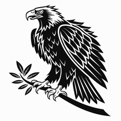 Vector art of a black and white eagle soars through the sky