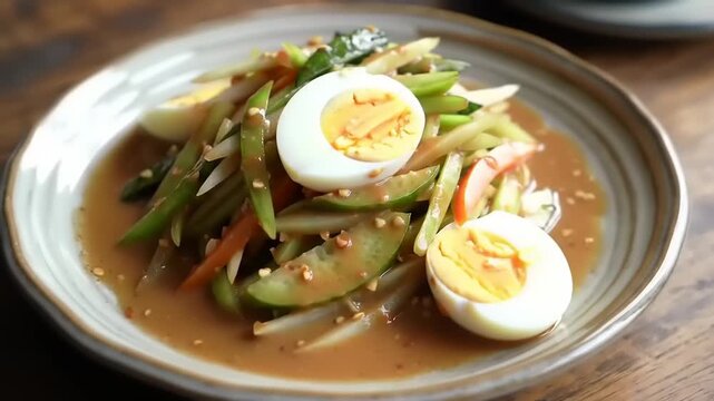 Spicy Asian Salad with Egg.