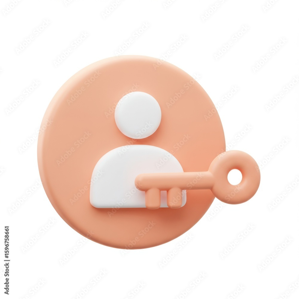 Poster 3d user access key icon isolated on white background