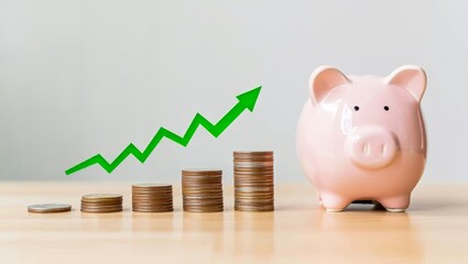 Financial Growth: Piggy Bank and Rising Coins