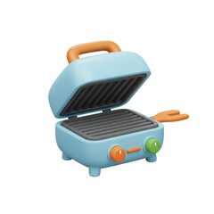 3d cartoon grill appliance isolated on white background