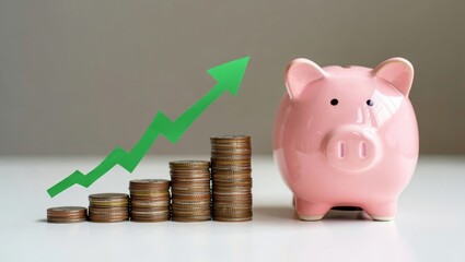 Financial Growth: Piggy Bank and Rising Coins