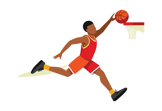 basketball player in red uniform dunking clip art preview