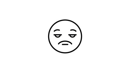 Minimalist face icon with expressionless features in simple line art style